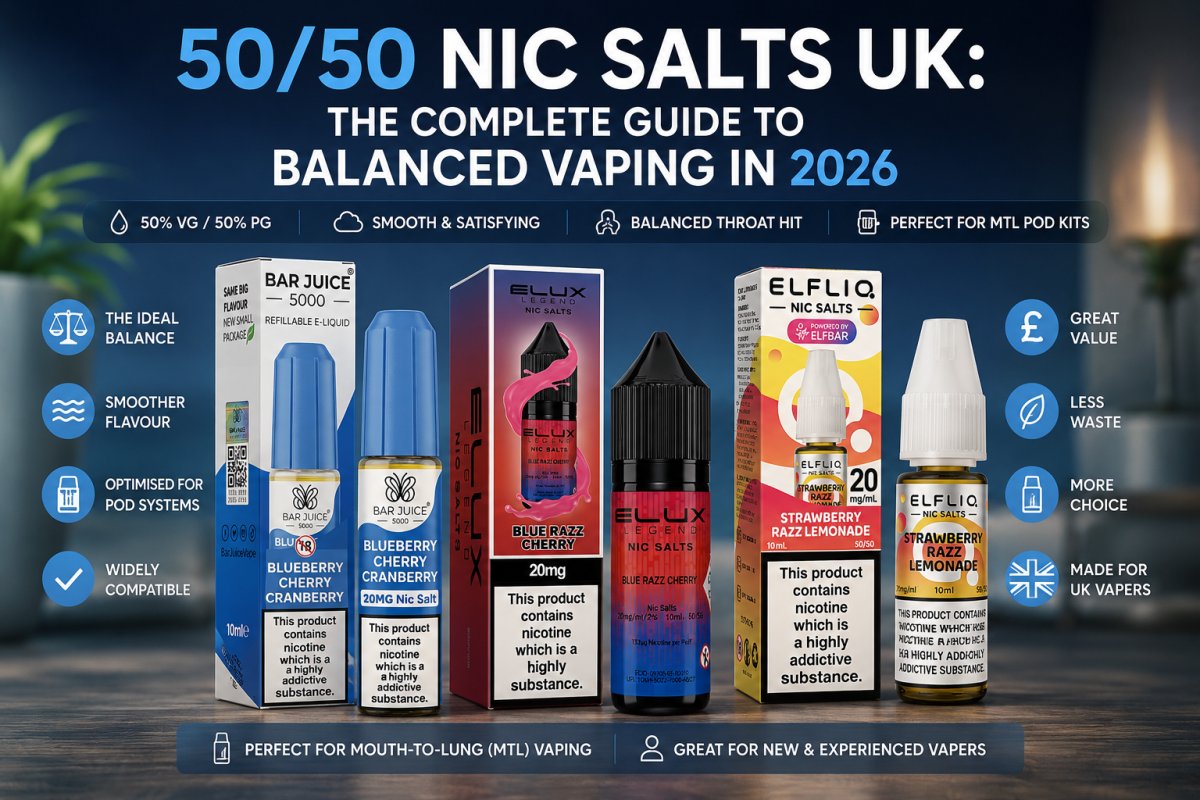 50/50 Nic Salts UK: The Complete Guide to Balanced Vaping in 2026 - UK Vape Sales