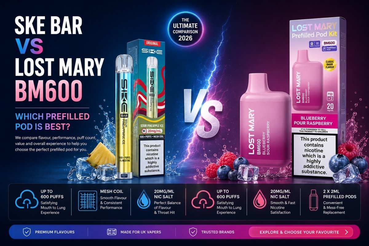 SKE Bar vs Lost Mary BM600: Which Prefilled Pod is Best? - UK Vape Sales