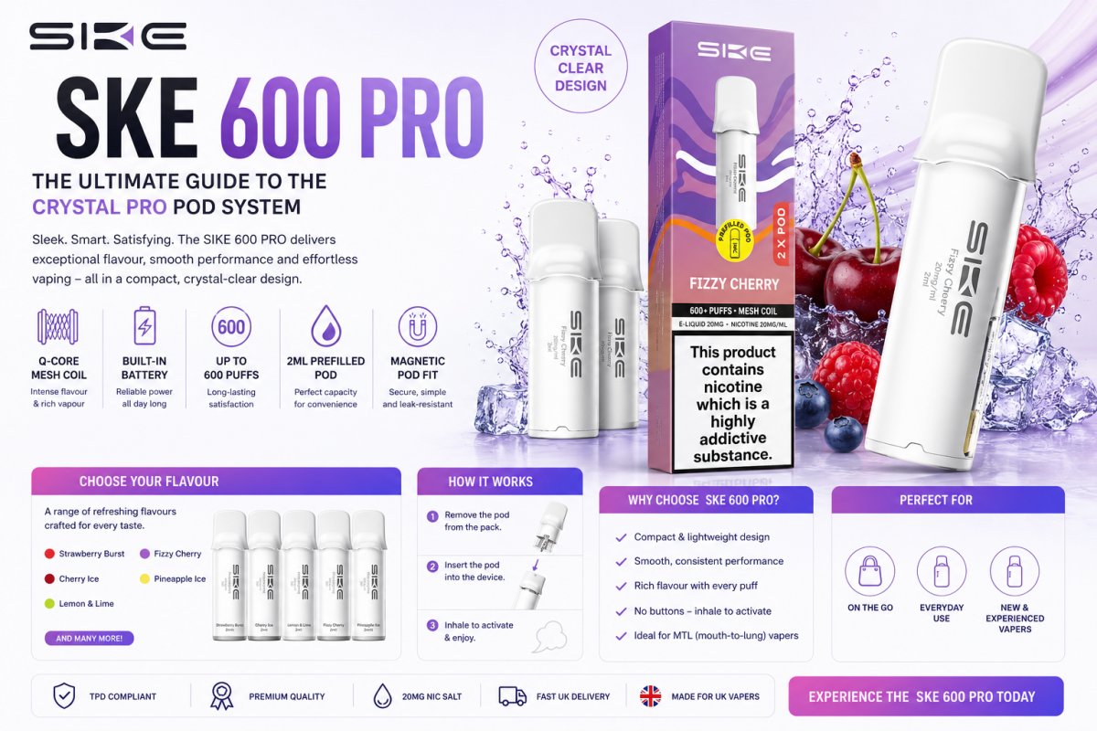 SKE 600 Pro: The Ultimate Guide to the Crystal Pro Pod System - UK Vape Sales
