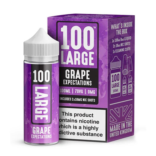 100 Large Juice E-Liquid grape expectations shortfill bottle and packaging on a white background - UK Vape Sales