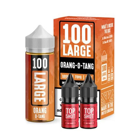 100 Large Juice E-Liquid orang-o-tang shortfill bottle and packaging on a white background - UK Vape Sales