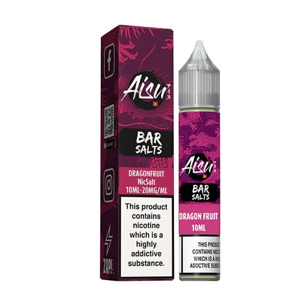Aisu Bar Salts dragon fruit 10ml nic salt bottle with packaging on white background - uk vape sales