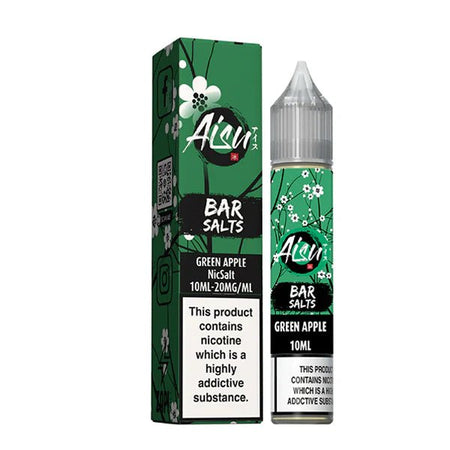 Aisu Bar Salts green apple 10ml nic salt bottle with packaging on white background - uk vape sales