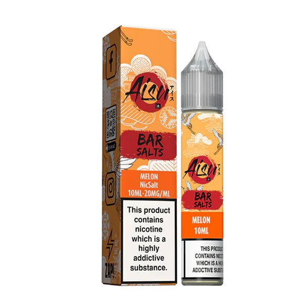 Aisu Bar Salts melon 10ml nic salt bottle with packaging on white background - uk vape sales