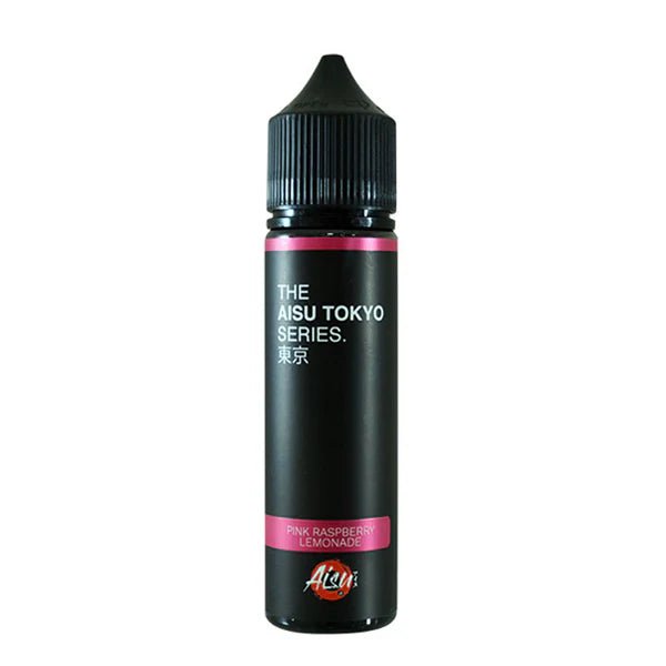 Aisu Tokyo E-Liquid pink raspberry lemonade 50ml shortfill bottle on white background - uk vape sales