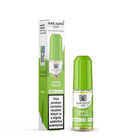 Bar Juice 5000 Nic Salts apple peach 10ml nic salt bottle with packaging on white background - uk vape sales