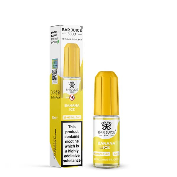 Bar Juice 5000 Nic Salts banana ice 10ml nic salt bottle with packaging on white background - uk vape sales