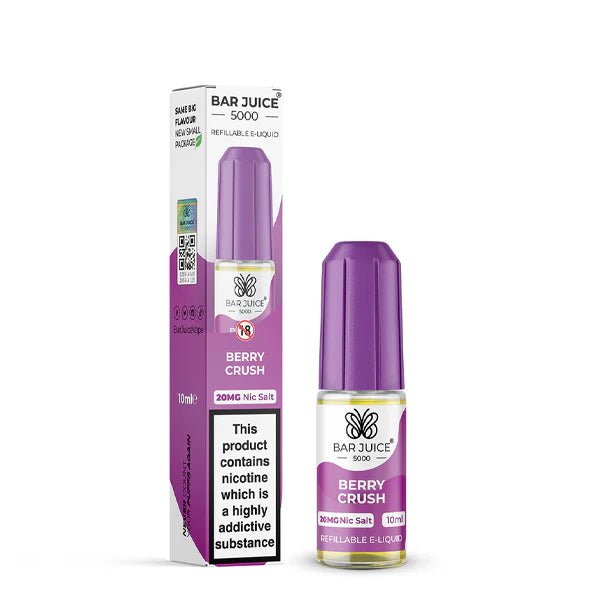 Bar Juice 5000 Nic Salts berry crush 10ml nic salt bottle with packaging on white background - uk vape sales