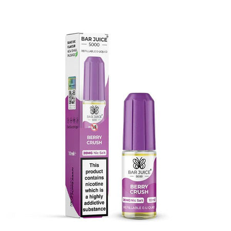 Bar Juice 5000 Nic Salts berry crush 10ml nic salt bottle with packaging on white background - uk vape sales