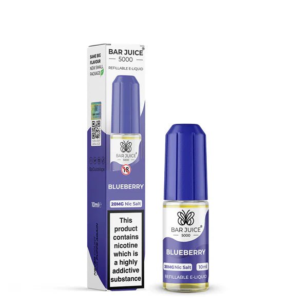Bar Juice 5000 Nic Salts blueberry 10ml nic salt bottle with packaging on white background - uk vape sales