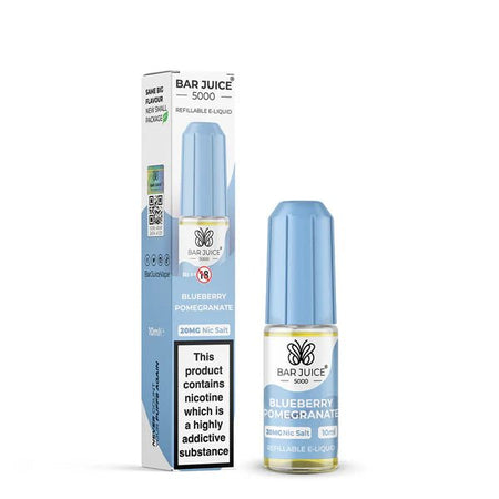 Bar Juice 5000 Nic Salts blueberry pomegranate 10ml nic salt bottle with packaging on white background - uk vape sales