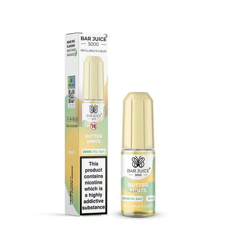 Bar Juice 5000 Nic Salts butter mints 10ml nic salt bottle with packaging on white background - uk vape sales