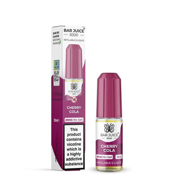 Bar Juice 5000 Nic Salts cherry cola 10ml nic salt bottle with packaging on white background - uk vape sales