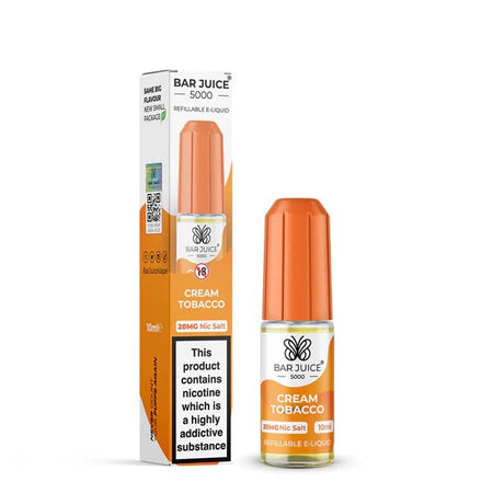 Bar Juice 5000 Nic Salts cream tobacco 10ml nic salt bottle with packaging on white background - uk vape sales
