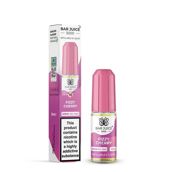 Bar Juice 5000 Nic Salts fizzy cherry 10ml nic salt bottle with packaging on white background - uk vape sales