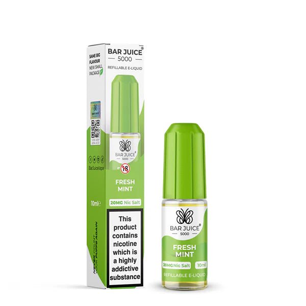 Bar Juice 5000 Nic Salts fresh mint 10ml nic salt bottle with packaging on white background - uk vape sales