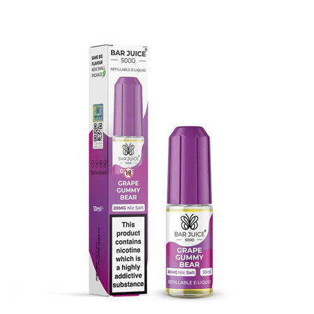 Bar Juice 5000 Nic Salts grape gummy bear 10ml nic salt bottle with packaging on Bar Juice 5000 Nic Salts - uk vape sales