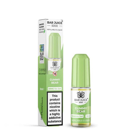 Bar Juice 5000 Nic Salts gummy bear 10ml nic salt bottle with packaging on white background - uk vape sales