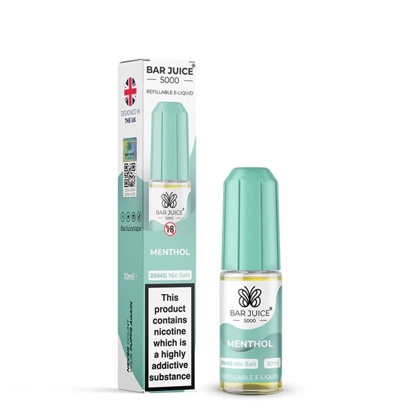 Bar Juice 5000 Nic Salts menthol 10ml nic salt bottle with packaging on white background - uk vape sales