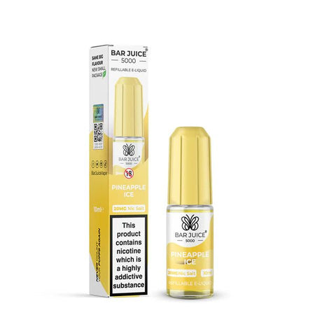 Bar Juice 5000 Nic Salts pineapple ice 10ml nic salt bottle with packaging on white background - uk vape sales