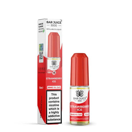 Bar Juice 5000 Nic Salts strawberry ice 10ml nic salt bottle with packaging on white background - uk vape sales