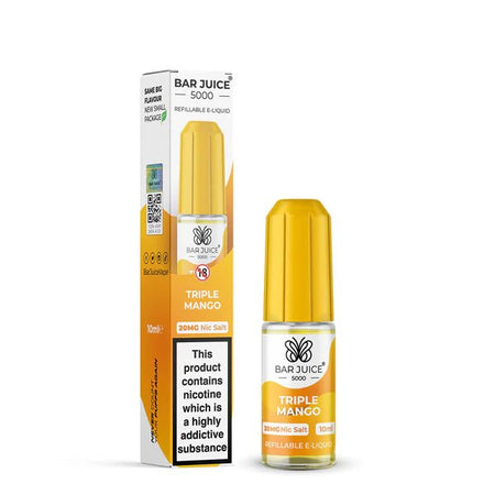 Bar Juice 5000 Nic Salts triple mango 10ml nic salt bottle with packaging on white background - uk vape sales