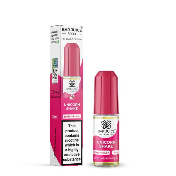 Bar Juice 5000 Nic Salts unicorn shake 10ml nic salt bottle with packaging on white background - uk vape sales