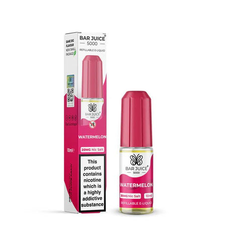 Bar Juice 5000 Nic Salts wateremlon 10ml nic salt bottle with packaging on white background - uk vape sales