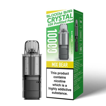 Bloody Bar Crystal 10K Refill Pods mix bear with packaging on a white background - uk vape sales