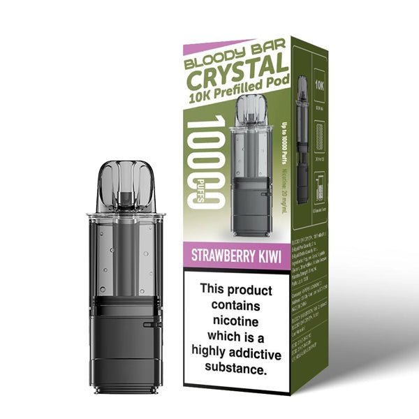 Bloody Bar Crystal 10K Refill Pods strawberry kiwi with packaging on a white background - uk vape sales
