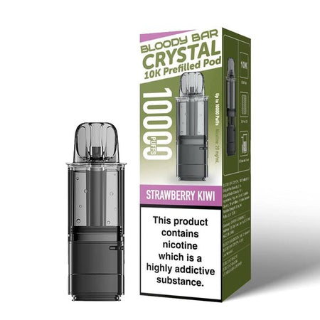 Bloody Bar Crystal 10K Refill Pods strawberry kiwi with packaging on a white background - uk vape sales