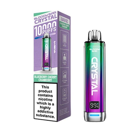 Bloody bar crystal 10k vape kit blueberry cherry cranberry device and packaging on a white background - uk vape sales