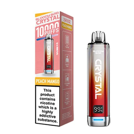 Bloody bar crystal 10k vape kit peach mango device and packaging on a white background - uk vape sales