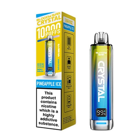 Bloody bar crystal 10k vape kit pineapple ice device and packaging on a white background - uk vape sales