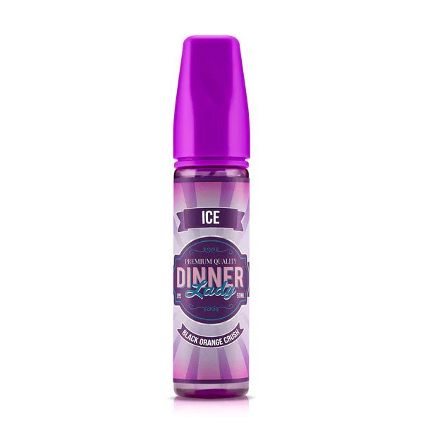 Dinner Lady E-Liquid black orange crush ice 50ml shortfill bottle on a white background - UK vape sales