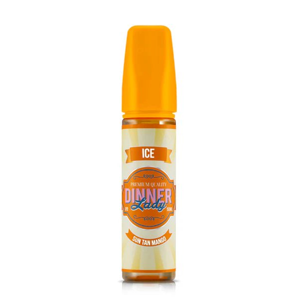 Dinner Lady E-Liquid sun tan mango ice 50ml shortfill bottle on a white background - UK vape sales