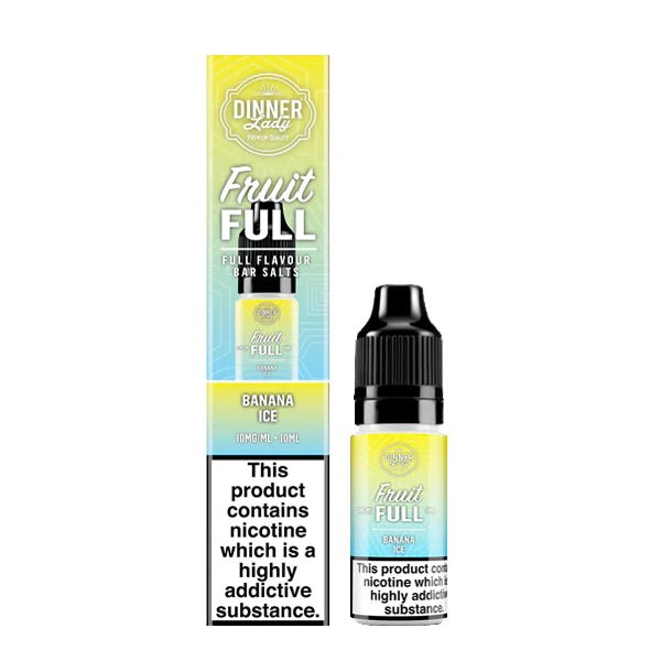 Dinner Lady Fruit Full Bar Salts banana ice 10ml nic salt bottle with packaging on white background - uk vape sale