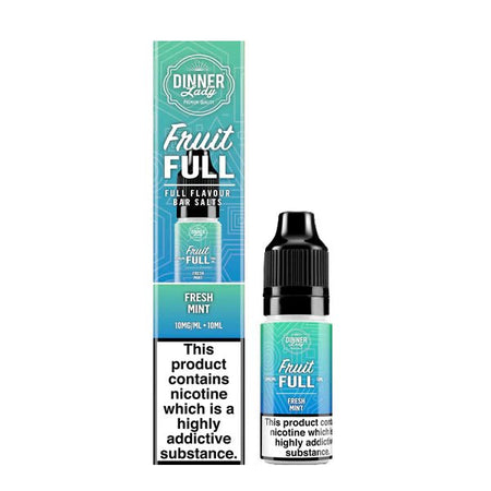 Dinner Lady Fruit Full Bar Salts fresh mint 10ml nic salt bottle with packaging on white background - uk vape sale