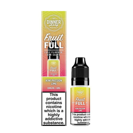 Dinner Lady Fruit Full Bar Salts kiwi passion lime 10ml nic salt bottle with packaging on white background - uk vape sale