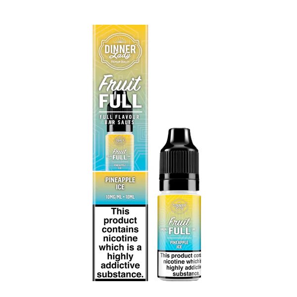 Dinner Lady Fruit Full Bar Salts pineapple ice 10ml nic salt bottle with packaging on white background - uk vape sale