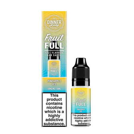 Dinner Lady Fruit Full Bar Salts pineapple ice 10ml nic salt bottle with packaging on white background - uk vape sale