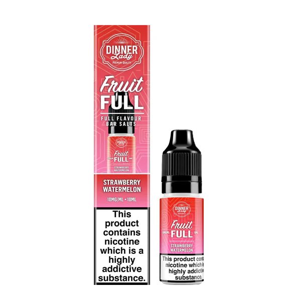 Dinner Lady Fruit Full Bar Salts strawberry watermelon 10ml nic salt bottle with packaging on white background - uk vape sale