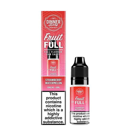 Dinner Lady Fruit Full Bar Salts strawberry watermelon 10ml nic salt bottle with packaging on white background - uk vape sale