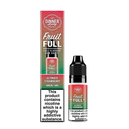 Dinner Lady Fruit Full Bar Salts ultimate strawberry 10ml nic salt bottle with packaging on white background - uk vape sale