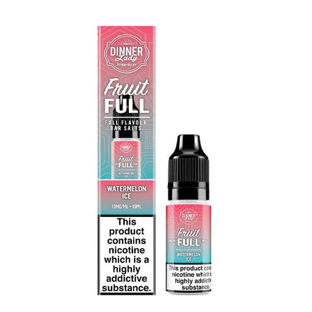 Dinner Lady Fruit Full Bar Salts watermelon ice 10ml nic salt bottle with packaging on white background - uk vape sale