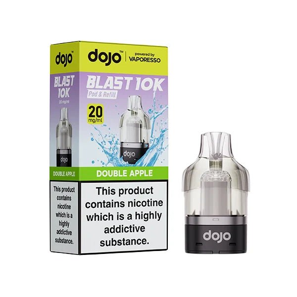 Dojo Blast 10K Refill Pods double apple with packaging on a white background - uk vape sales