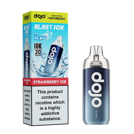 Dojo Blast 10K vape kit strawberry ice device and packaging on a white background - uk vape sales