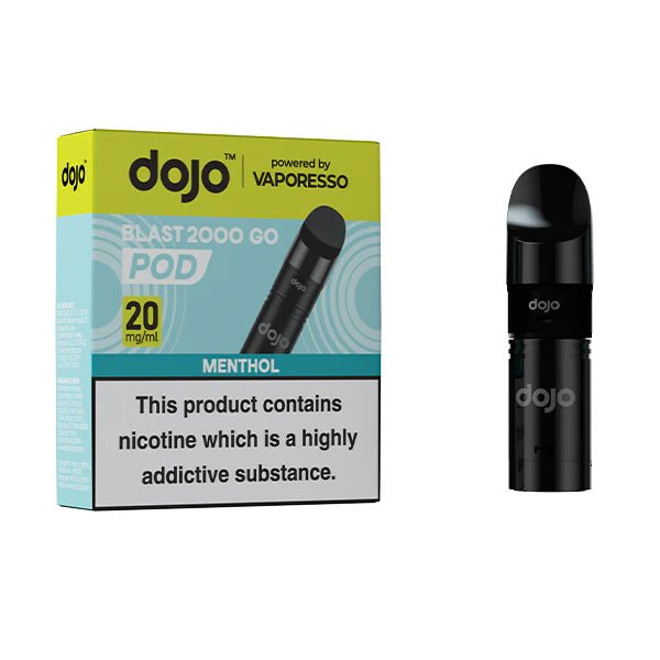 Dojo Blast 2000 Go Refill Pods menthol with packaging on a white background - uk vape sales