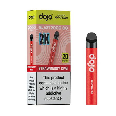 Dojo Blast 2000 Go Vape Kit strawberry kiwi with packaging on a white background - uk vape sales