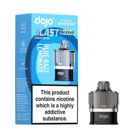 Dojo Blast 6000 Refill Pods blue razz lemonade with packaging on a white background - uk vape sales